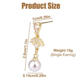 Mikovivi Dainty Pearl Earrings for Women, Gold Dangle Earrings, Pearl Drop Wedding Jewelry Studs for Brides Bridesmaids Gifts Anniversaries Birthdays Party or Everyday Wear