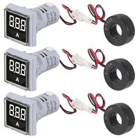 XIITIA 3pcs 60-500V 0-100A AC Digital Ammeter Voltmeter, 22mm Square Digital Tube Screen with Transformer, LED Display Voltage Detector Current Tester Gauge(White)