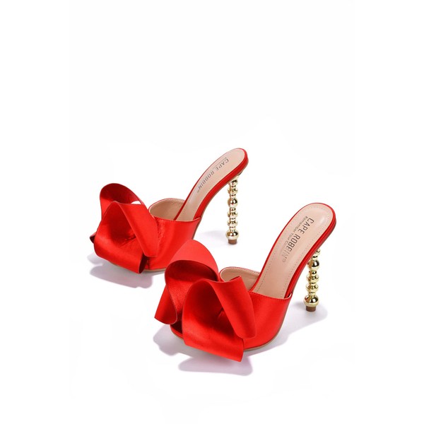 Cape Robbin Salsa Red Sexy High Heels Ribbon Open Toe