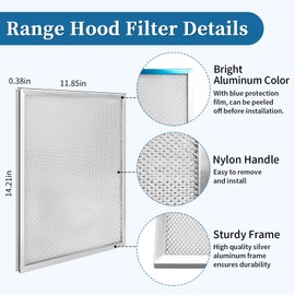 Bularie 2025 Update BPS1FA30 Range Hood Filter 11-3/4" x 14-1/4" x 3/8" Compatible with 30-Inch Broan NuTone Allure QS1 WS1 Range Hoods - Replaces 99010299 S99010305 Aluminum Filters, 4 Pack