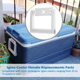 ORTREE Igloo Cooler Handle: Replacement White Plastic Handles for Igloo Coolers (25-72 Qt) - Model 21023 - Ideal for Igloo Cooler Replacement Parts,White,Pack of 1
