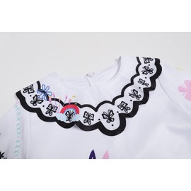 Mecamelon Women Mirabel Costume Dress Adult Floral Embroidery Full Set Cosplay (White+Blue, X-Large)