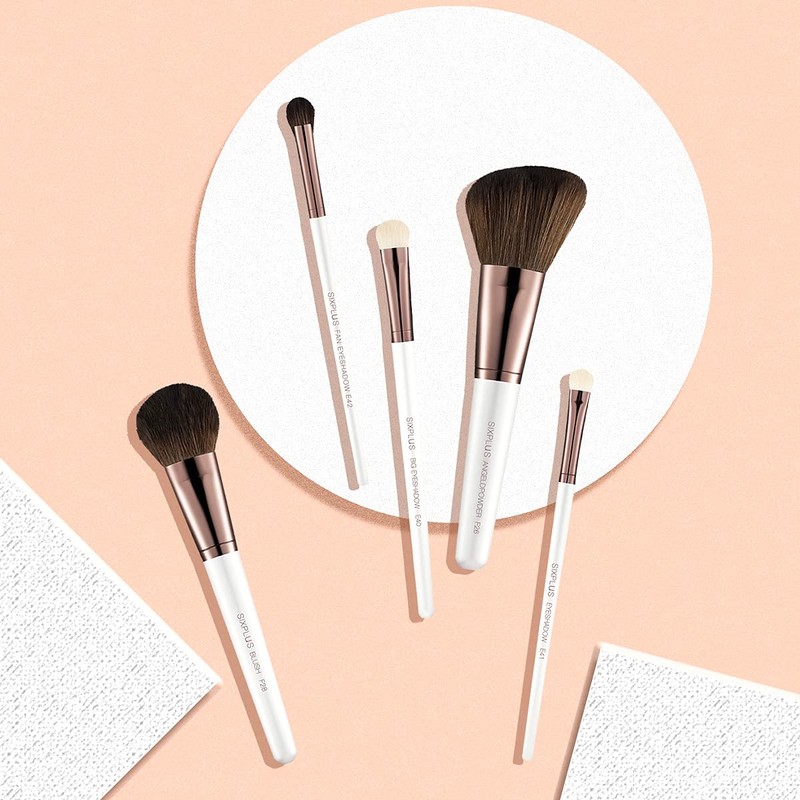 SIXPLUS White Pearl Makeup Brushes Set of 11 with Makeup
