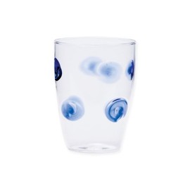 Vietri Drop Blue Tall Tumbler, 12oz, Borosilicate Glass Water Cocktail & Beverage Drinkware/Barware