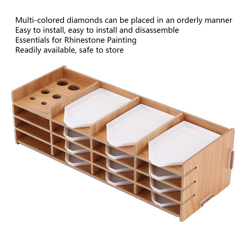 Rhinestone Drawing Tray Easy Install MultiLayer Synthetic Wood Storage Organizer