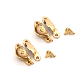 Infinity Decor Pack of 2 Victorian Sash Window Fitch Fastener Lock - Polished Brass or Chrome - Made from Solid Brass (Polished Brass)
