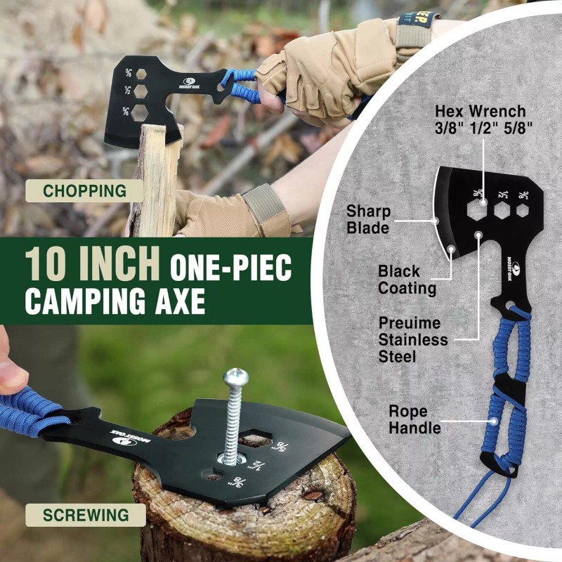 Mossy Oak Hatchet and Machete Knife Set with Sheath Stainless