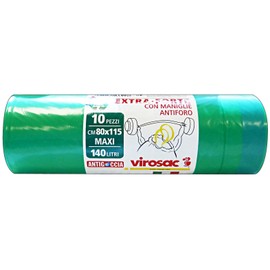 VIROSAC Rubbish Bags 80 x 115 cm Green Pack of 10 Extra Strong Yellow L