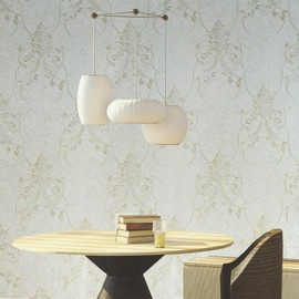 Zambaiti Parati Ivory Off White Gold Metallic Victorian Damask Faux Plaster Textured Wallpaper