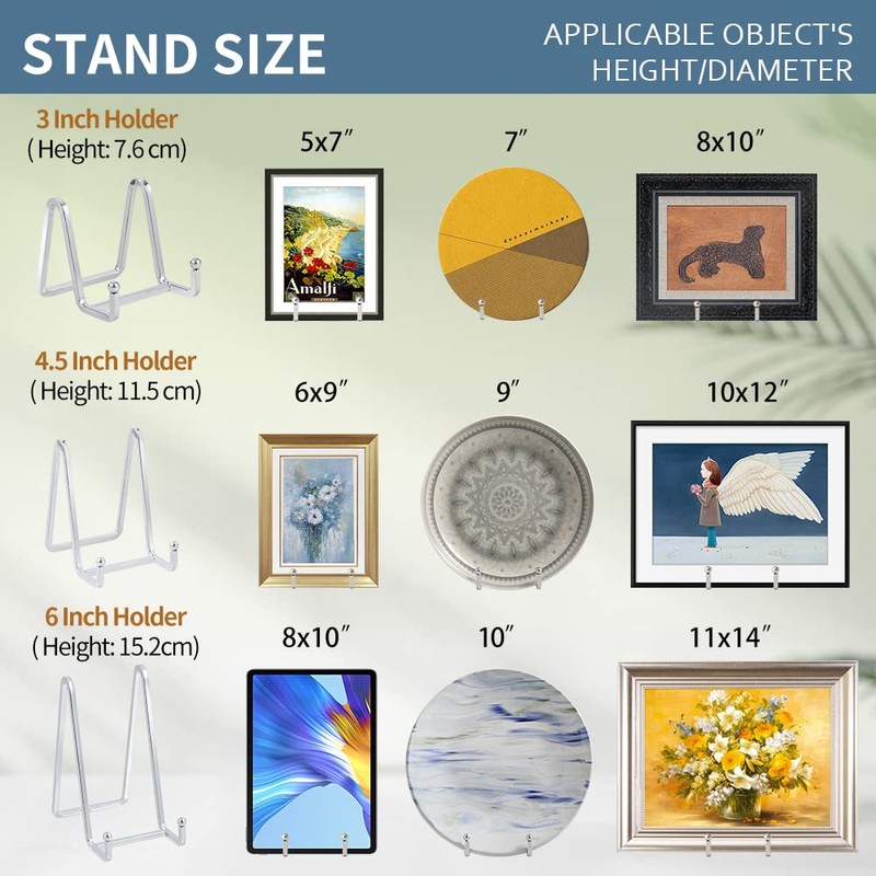 Plate Holder Easel Display Stand - 6 inch Metal Plate