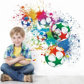 TOARTI Colourful Football Wall Sticker Football Wall Sticker Children's Room Football Wall Sticker for Boys Girls Room Football Wall Sticker Decoration for Baby Room Baby Boys Room