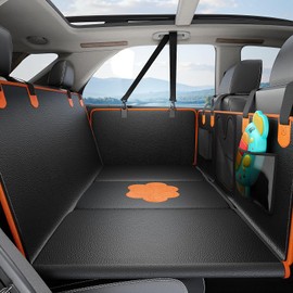 PREWERK Back Seat Cover for Dogs,Upgraded PU Leather Dog Car Cover for Back Seat with Hard Bottom Holds 400lbs,Waterproof Seat Protector Dog Hammock for Car, Universal Fits SUV Small Truck