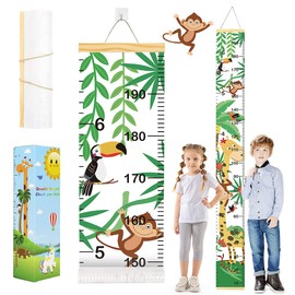ouhos Height Chart Children's Size Gauge Children Growth Height Chart Roll Up Wall Hanging Altimeter Removable Canvas Measuring Guide Ruler for Baby Nursery Bedroom Wall Decoration with Box