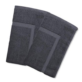 A & B TRADERS Bath Mat 100% Cotton Terry Towelling Banded Picture Frame Bath Mat Soft Shower Floor Mat (Grey, 2)