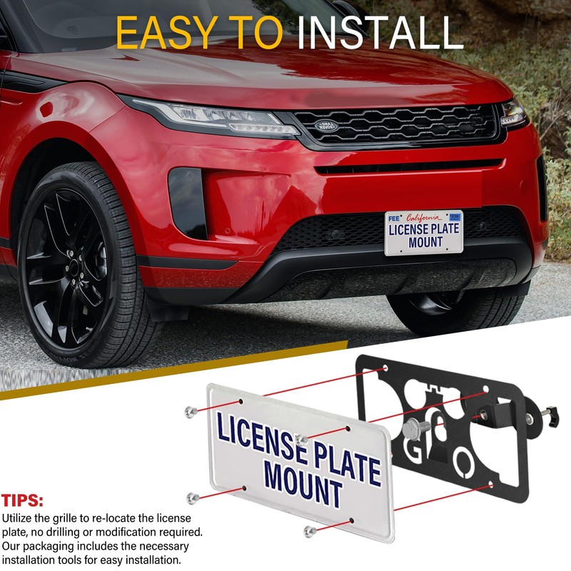 No Drill License Plate Holder Compatible with Land Rover Defender,