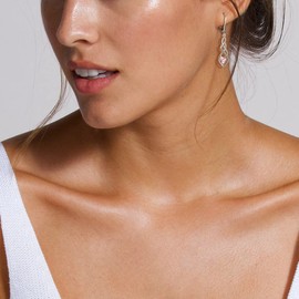 YL Infinity Dangle Drop Earrings for Women 925 Sterling Silver Celtic Knot Leverback Earrings Birthstone Jewelry, Metal, Cubic Zirconia