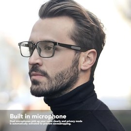 Hilitand Gafas Inteligentes, Gafas de Sol Inalámbricas Bluetooth con Parlantes Abiertos y Micrófono, Música y Llamadas Manos Libres, IP5 Resistente Al