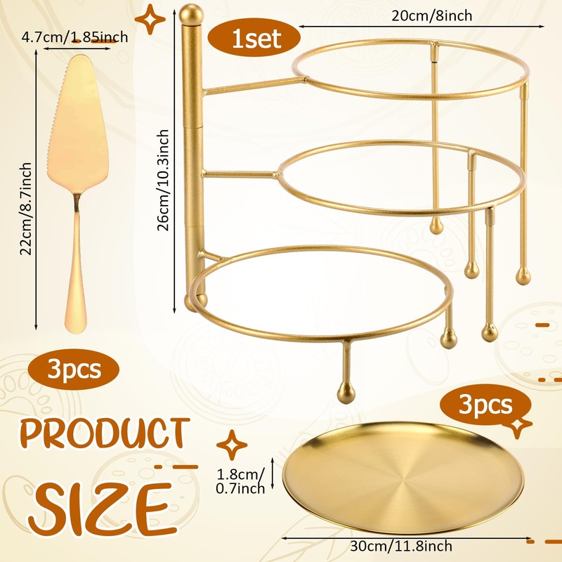 Teenyyou 7 Pcs Gold Pizza Pan Stand Set, Pizza Pans,