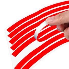 Leasinder 16pcs 17-19'' Reflective Wheel Rim Stripe Decal Sticker for Motorcycle Wheels Car Cycling Bike Bicycle Night Safety Decoration Stripe Universal Reflective Rim Stickers (Style 1 Red)