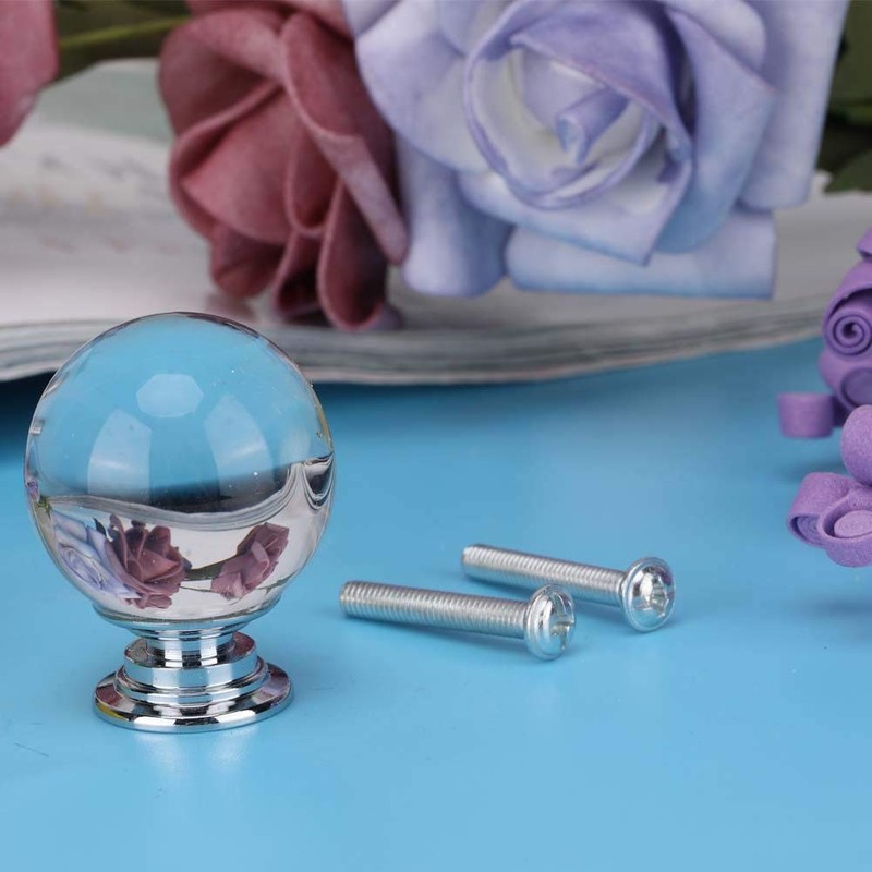 Ticfox 10pcs Crystal Glass Ball Pulls Cabinet Door Knobs Cupboard