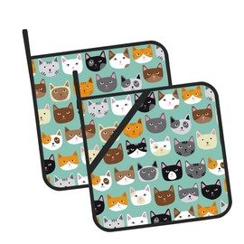 Cute Cat Head Pot Holders Set of 2 Kitchen Heat Resistant Potholder for Microwave Cooking Baking Oven End Dishes and BBQ