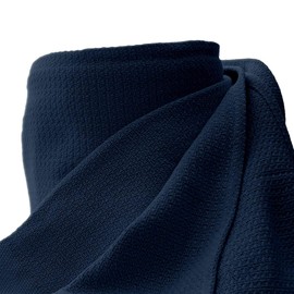 Whisper Organics 100% Organic Cotton Blanket - Woven Cotton Blanket - Breathable Blanket for Bed - GOTS & Fairtrade Certified Organic Bed Blanket, 90"x90" (Navy, Full/Queen)