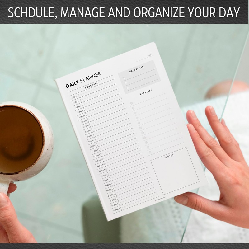 24-Hour Daily Planner Notepad – Undated Productivity Planner Desk Pad,