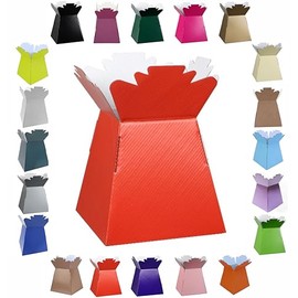 Glossy Vibrant Bouquet, Flower Box/Vase - Transportation Display, Presentation Boxes (1, Red)