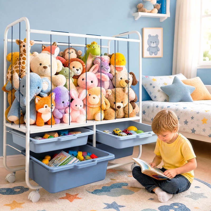 Toy Storage Organizer with 4 Drawers, Large Capacity Stuffed Animal
