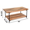 CONSDAN StoneCreek Coffee Table, Solid Fir Wood & Metal Frame,