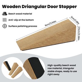 Wooden Door Wedges Stops Indoors 3 Pack Anti-Slip Base Doorstops Holder for Home and Office(Dark Color)