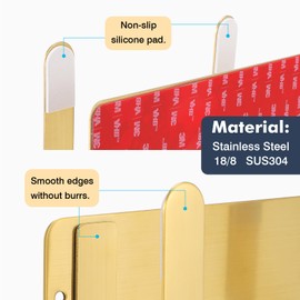 YOUGRIDDA Pot Lid Rack, Wall Mounted 304 Stainless Steel Pan Lid Organizer Holder, Self Adhesive, Kitchen Cooking Utensil Tool(Gold,Set of 2)