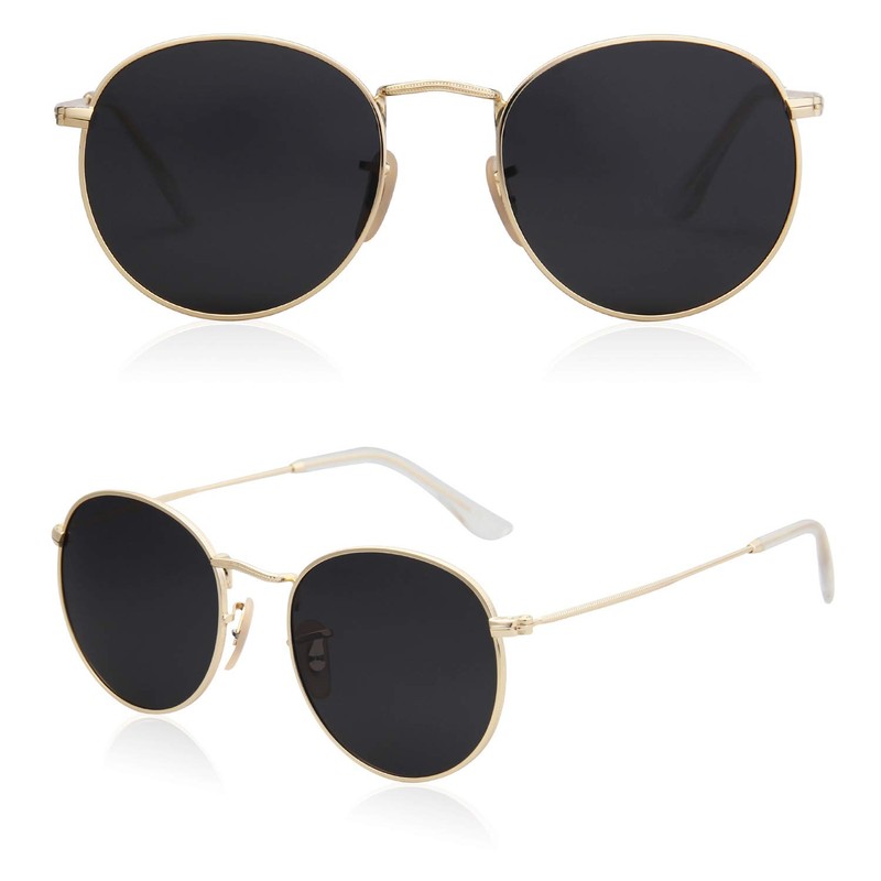SOJOS Small Round Polarized Sunglasses for Women Men Classic Vintage