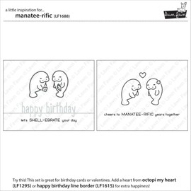 Lawn Fawn Clear Stamp Set Manatee-Rific Set of 18 | 3" x 2"