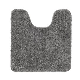 MIULEE Absorbent WC Toilet Rug Non Slip U Shape Bath Mat with High Hydroscopicity Rugs Super Soft Cozy and Shaggy Microfiber Rug Carpet for Bathroom Grey 50 x 50 cm