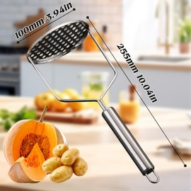Potato Masher, Stainless Steel, Potato Ricer, Easy to Clean, Potato Masher, Kitchen Utensils, Suitable for Mashed Potatoes, Purple Mashed Potatoes, etc., Dishwasher Safe