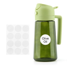 16oz/470ml 2 In 1 Light-Blocking Dark Oils Sprayer for Cooking, Premium Dark Green Glass Oil Bottle, Food-Grade Oil for Air Fryer, BBQ