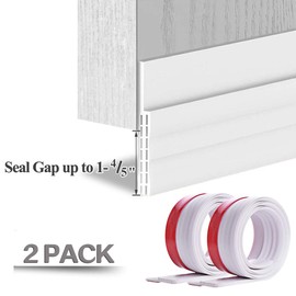 [2Pack Large Door Sweep] Huge Gap Door Draft Stopper, 3-2/5"W x 39" L Door Bottom Seal with Wider Strong Adhesive for Interior/Exterior Doors - Guard Against Drafts, Dust, Noise and Animals-White