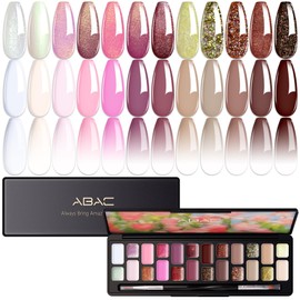 ABAC Solid Gel Nail Polish,Ombre Gel Polish,Pat Paint Nail Gel Polish 24 color,Hema-free White Nude Pink,Brown Skin Tone Gel Polish Kit W/Nail Art Brush Soak Off LED Gel Nail Kit Manicure DIY Home