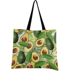 visesunny Women's Large Canvas Tote Shoulder Bag Tropical Avocado Palm Leaf Top Storage Handle Shopping Bag Casual Reusable Tote Bag for Beach,Travel,Groceries,Books