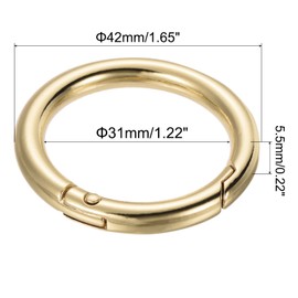 PATIKIL 42x31x5.5mm Spring Gate O Rings, 10 Pack Round Snap Clip Zinc Alloy for Keyrings Buckle, Light Gold