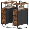 TUTOTAK Narrow Night Stand with Charging Station, Slim End Table