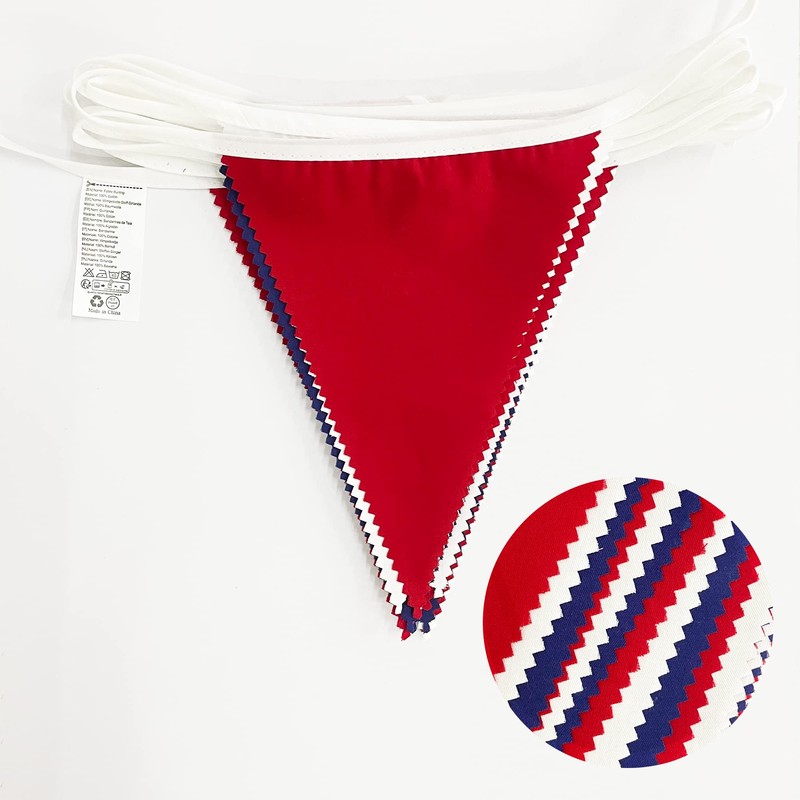 PinkBlume Red Blue White Triangle Flag Cloth Garland Banner Party