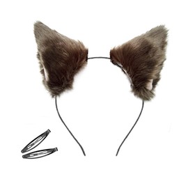 Sanshiro Ichiba Cat Ears Headband Animal Ears Fox Ears Cosplay Halloween Cat Ears Costume Hair Ornaments Hair Arrangement Black White Women's Hair Accessories Worf Patch Pin Girls Children Cat Ears