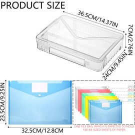 Grand Caja de archivos de almacenamiento,Con 1 caja（con asa）y 10 Sobres de Plástico tamaño Carta A4,Para documentos, revistas, cajas de documentos