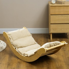 Heemab Versatile 4-in-1 Indoor Toddler Climbing Set with Arch Climber and Ramp, Natural Wood Play Gym