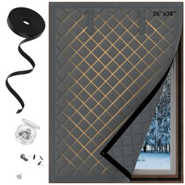 AGHITG Window Insulation for Winter, Thicken Cotton Layer Thermal Window Cover 26" x 38", Heavy Duty Window Insulation Kit Fit Most Window for Keep Heat, Grey