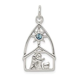 925 Sterling Silver and Stellux Crystal Nativity Charm Pendant