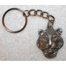 TIGER Head Fine Pewter Keychain Key Chain Ring USA Made