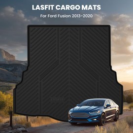 LASFIT Trunk Mat for Ford Fusion 2013-2020 (Only Fit Gasoline Not Fit Hybrid & PHEV) All Weather TPE Mats Custom Fit Cargo Mats for Ford Fusion Car Mats and Cargo Liner, Black